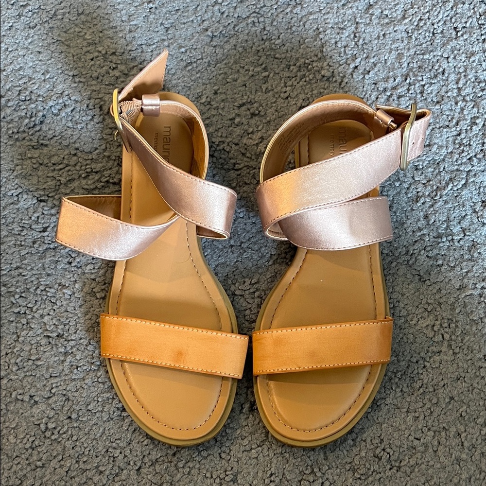 Maurices Rose Gold and Tan Strappy Sandals